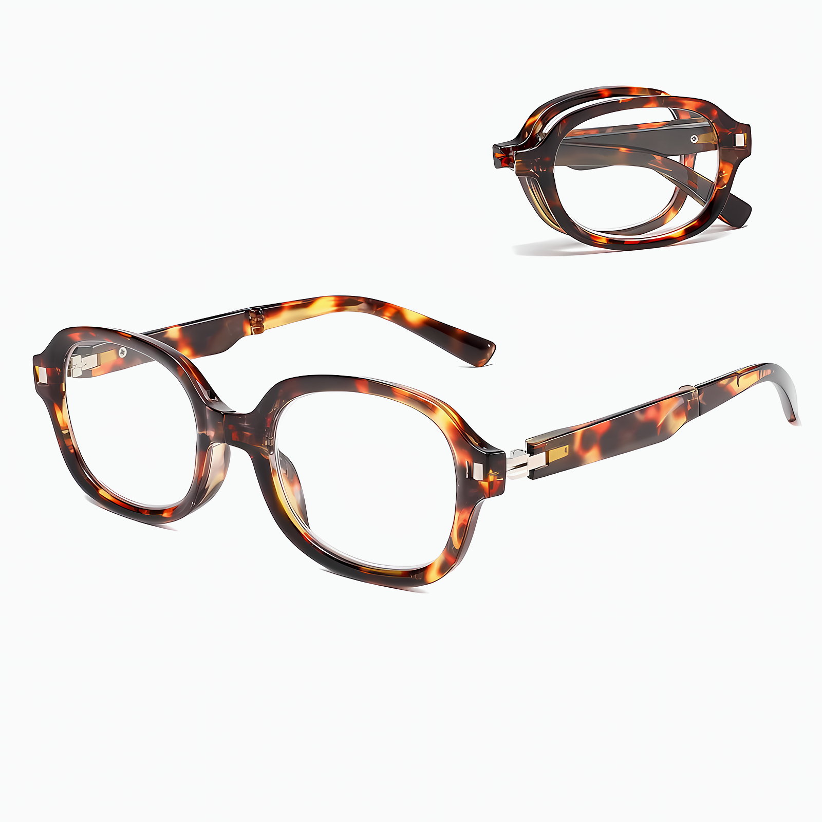 欧米風オーバル型｜折りたたみ式 ブルーライトカット｜ファッション老眼鏡 | Round FoldLite - 商品画像 1/15