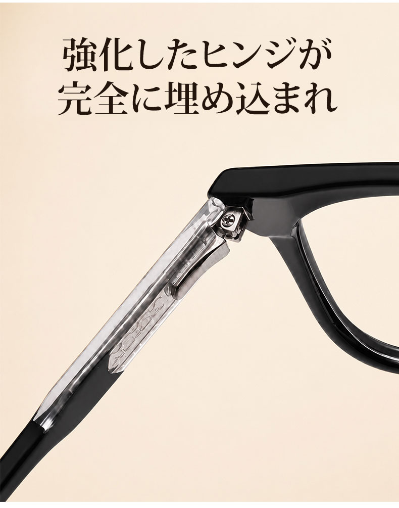 【調光・遠近両用】Eterlens 色が変わる老眼鏡｜大きなスクエア型｜芯張りテンプル｜アセテート｜ブルーライトカット 紫外線対策 ユニセックス 商品説明画像 5
