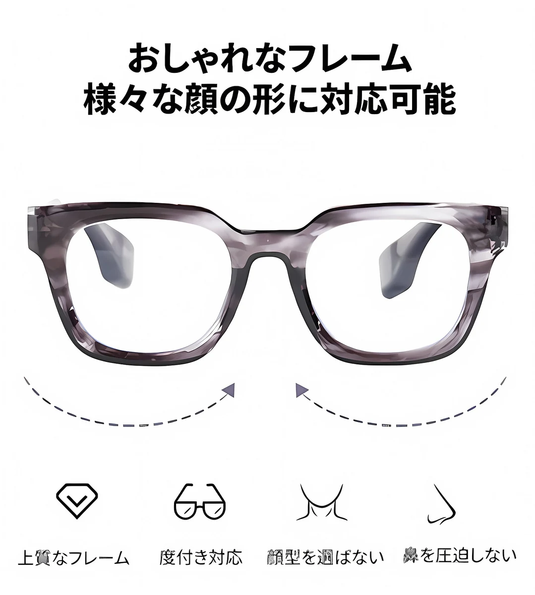 ETERLENS | 小顔効果・超軽量TR | 水墨画風ビッグフレーム | 快適な見え心地 | おしゃれ 老眼鏡 商品説明画像 8