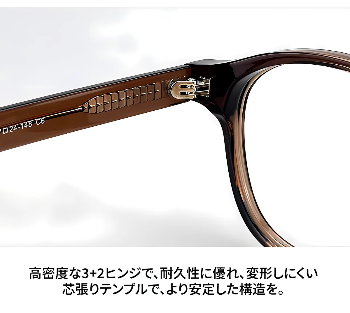【匠仕上げ・芯張りテンプル】Eterlens 度付きメガネ|高密度アセテート|上質でクラシックなボストン型|超軽量・高耐久・おしゃれ 商品説明画像 8