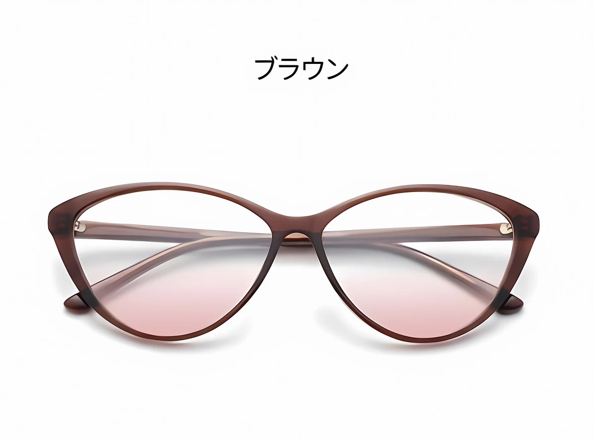 【小顔見え・ライトピンクレンズ】Eterlens おしゃれなキャットアイ型 | 9.5g超軽量ブルーライトカットメガネ │ガーリースタイル | 血色感アップ 度付き対応 商品説明画像 23