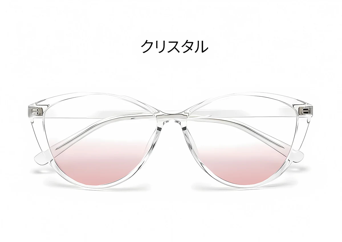 【小顔見え・ライトピンクレンズ】Eterlens おしゃれなキャットアイ型 | 9.5g超軽量ブルーライトカットメガネ │ガーリースタイル | 血色感アップ 度付き対応 商品説明画像 25