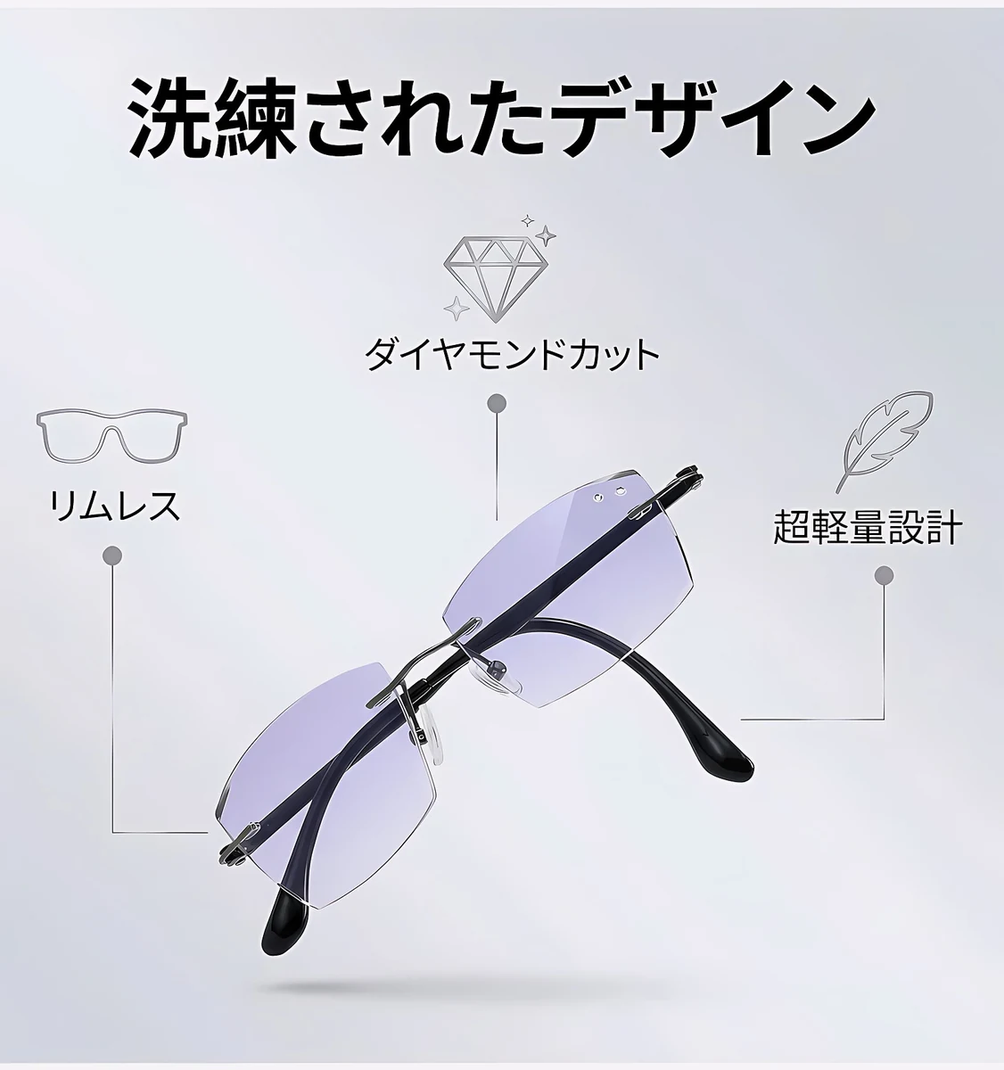 【黄金比スクエア・知的な印象】Eterlens 老眼鏡 メンズ | 縁なし | 超軽量メタル | ブルーライトカット・ビジネス・高品質シニアグラス 商品説明画像 8