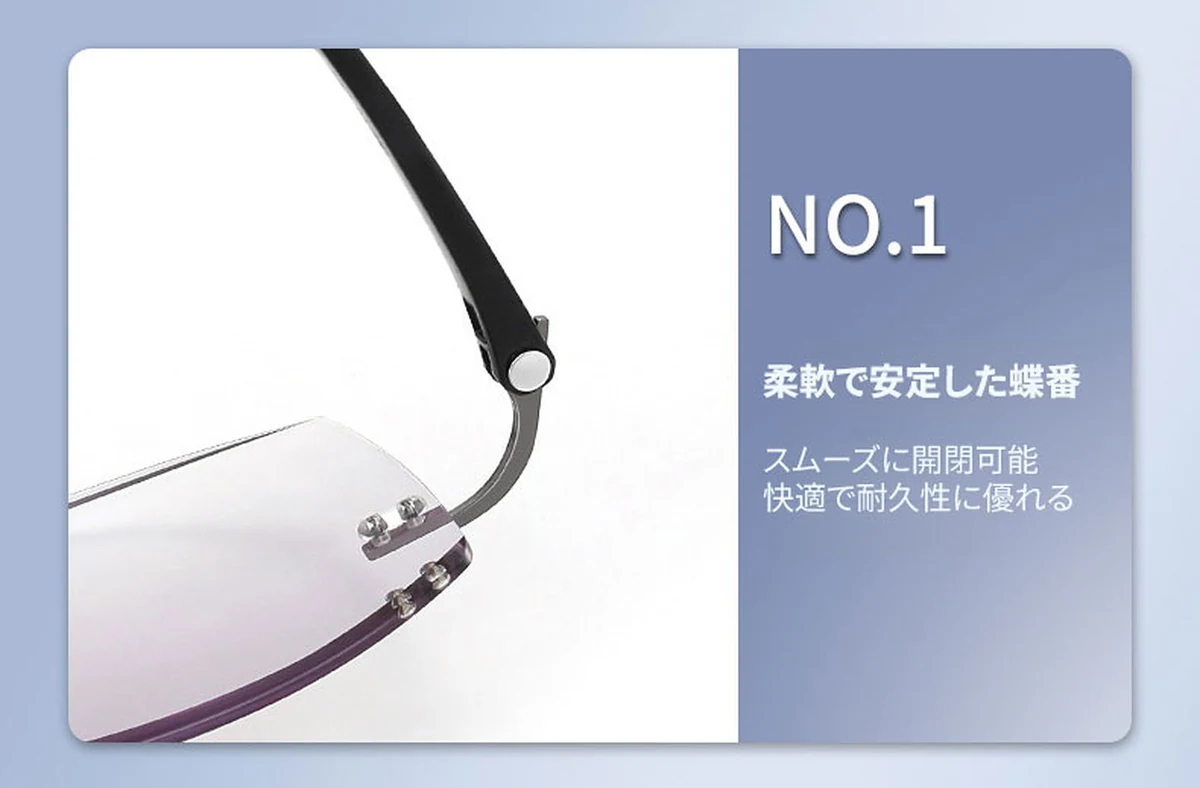 【黄金比スクエア・知的な印象】Eterlens 老眼鏡 メンズ | 縁なし | 超軽量メタル | ブルーライトカット・ビジネス・高品質シニアグラス 商品説明画像 11