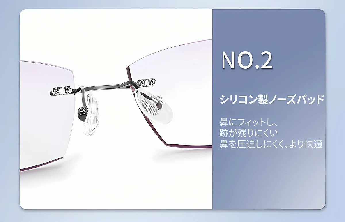 【黄金比スクエア・知的な印象】Eterlens 老眼鏡 メンズ | 縁なし | 超軽量メタル | ブルーライトカット・ビジネス・高品質シニアグラス 商品説明画像 12