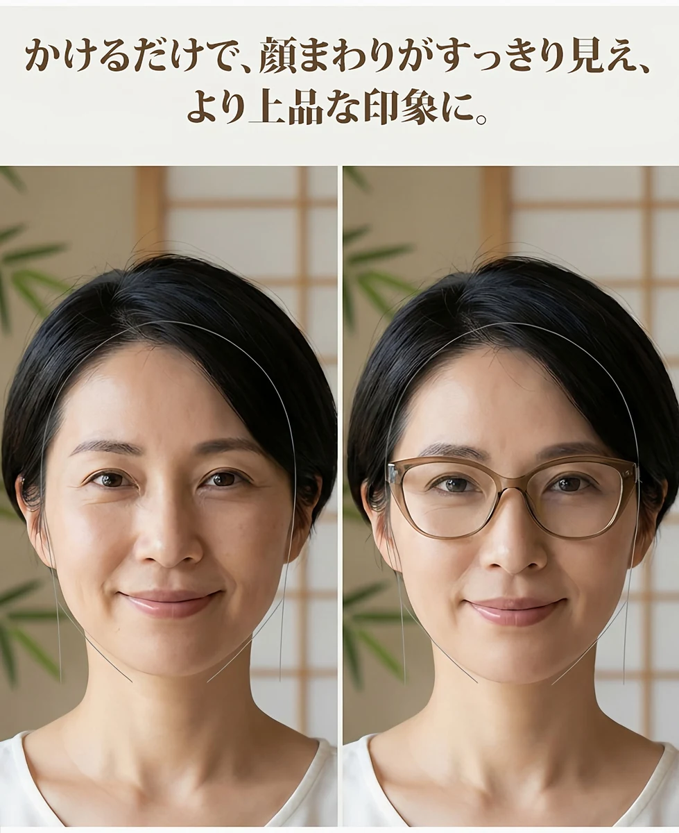 【和の美学・15g】Eterlens | リフトアップ・キャットアイ型 | こめかみカバー | 血色感アップ | メガネ・度付き | 侘び寂びスタイル 商品説明画像 3