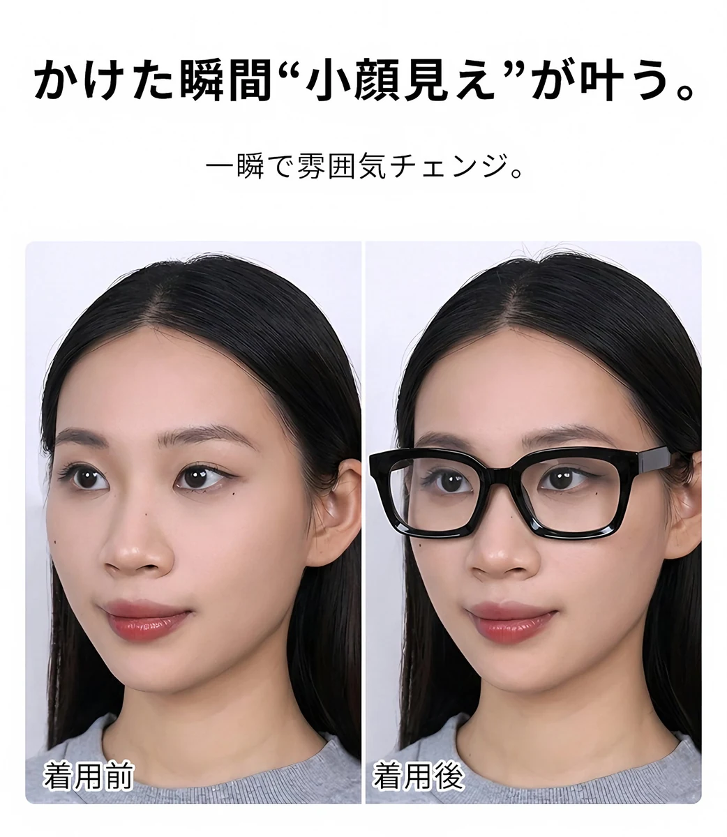 知性の窓 | ブルーライトカット老眼鏡ビッグフレームウェリントン型 | Black 商品説明画像 2