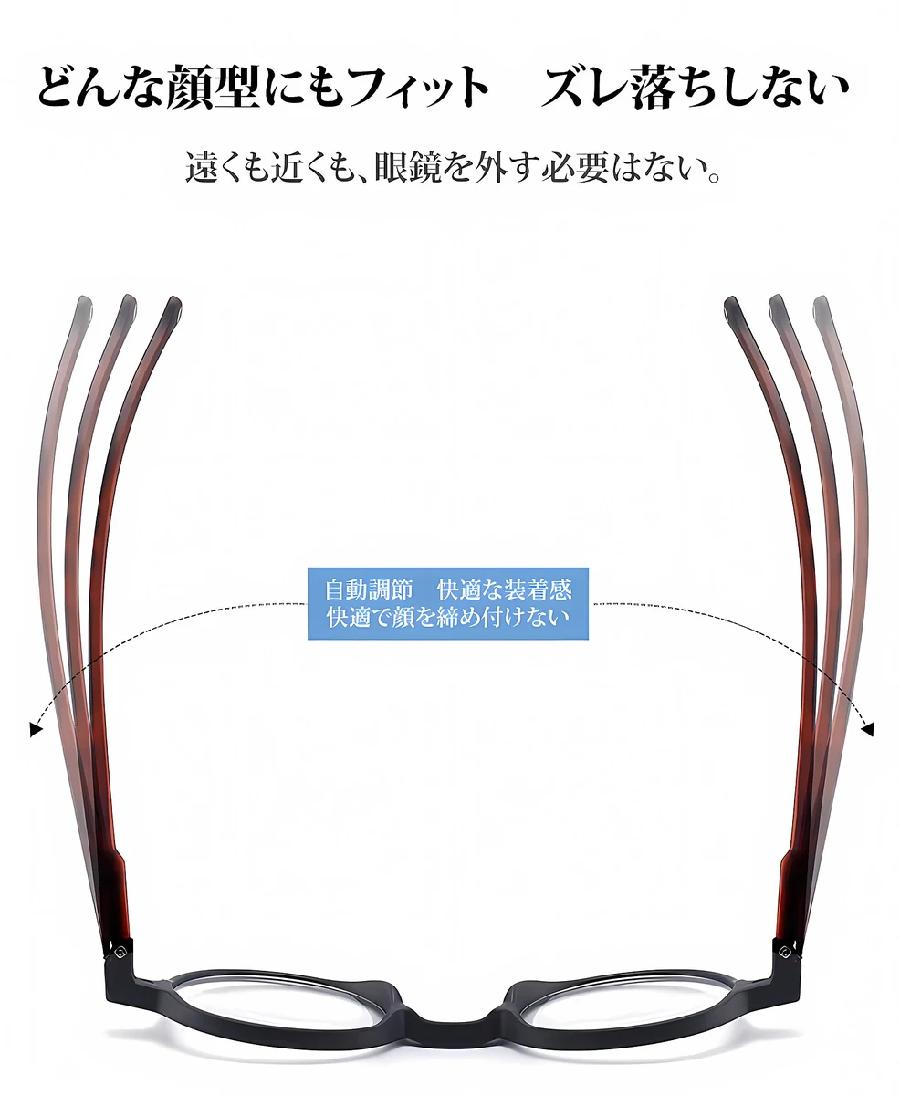 遠近両用ブルーライトカット累進多焦点老眼鏡 | Round Progressive 商品説明画像 9