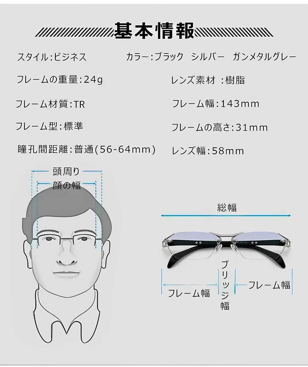 【ブルーライトカット・調光レンズ・リムレス】 Eterlens｜ミニマルな多角形リムレス老眼鏡｜シャープな幾何学デザイン・洗練された印象｜目にやさしくて快適 商品説明画像 22