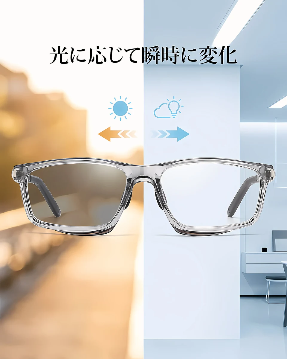 [Gray] Eterlens リーディングミラー "ヴァーテックス" | 全ての機能をこの1本に集約 | 遠近両用 調光レンズ ブルーライトカット | 快適フィットの調整可能鼻パッド、滑り&hellip; 商品説明画像 5