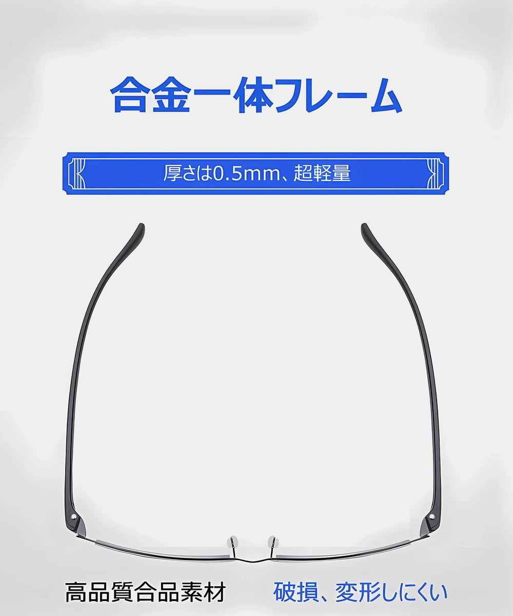 累進多焦点遠近両用ブルーライトカット老眼鏡 | Square Progressive 商品説明画像 16