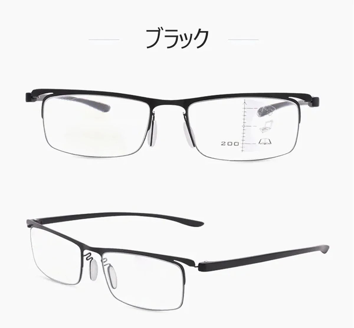 累進多焦点遠近両用ブルーライトカット老眼鏡 | Square Progressive 商品説明画像 25