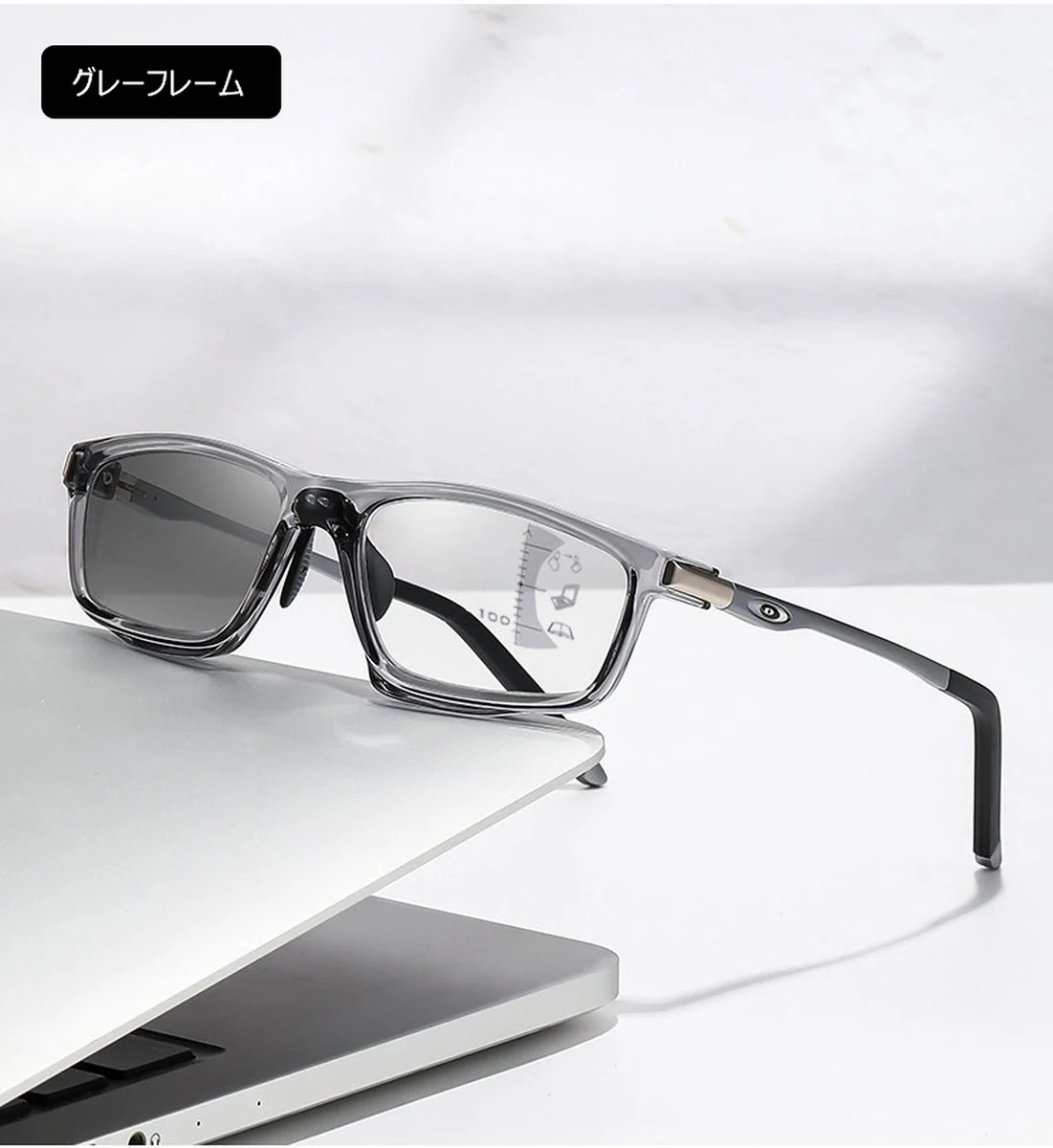 [Black]【調光・遠近両用】Eterlens 老眼鏡 おしゃれ スクエア | スマート調光・ブルーライトカット | スポーティデザイン・アウトドア兼用 商品説明画像 21