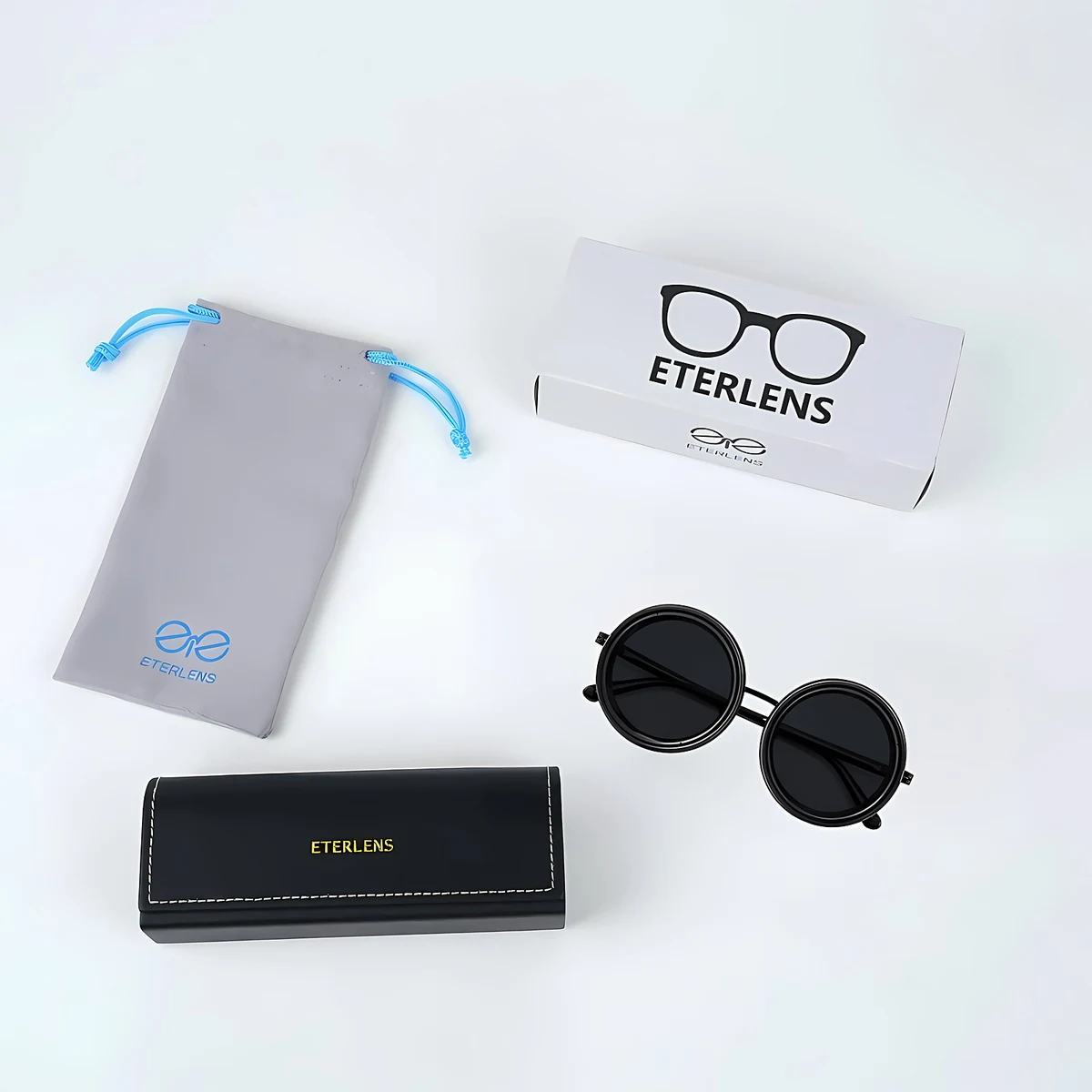 【1台2役・磁気吸着サングラス】Eterlens  調光メガネ 丸メガネ｜9段階調光機能付きマグネット式サングラス｜度付き対応・メタルフレーム