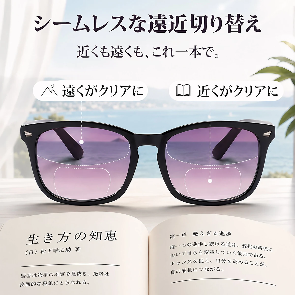 グラデーションカラーレンズ女性用｜遠近両用 紫外線対策｜老眼鏡・サングラスの2in1 | Wellington SunReader | Eterlens
