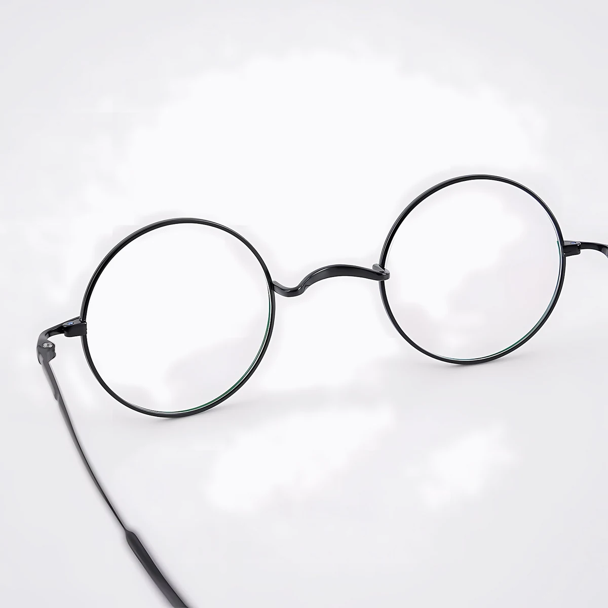【7g超軽量・鼻パッドなし】｜Eterlens 時の円環コレクション｜チタン製一山タイプ丸メガネ｜化粧崩れ防止・度付き対応・金属アレルギーフリー