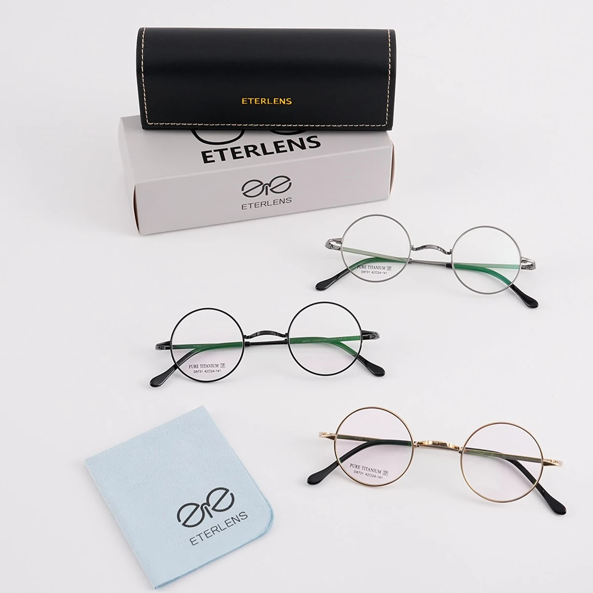 【7g超軽量・鼻パッドなし】｜Eterlens 時の円環コレクション｜チタン製一山タイプ丸メガネ｜化粧崩れ防止・度付き対応・金属アレルギーフリー
