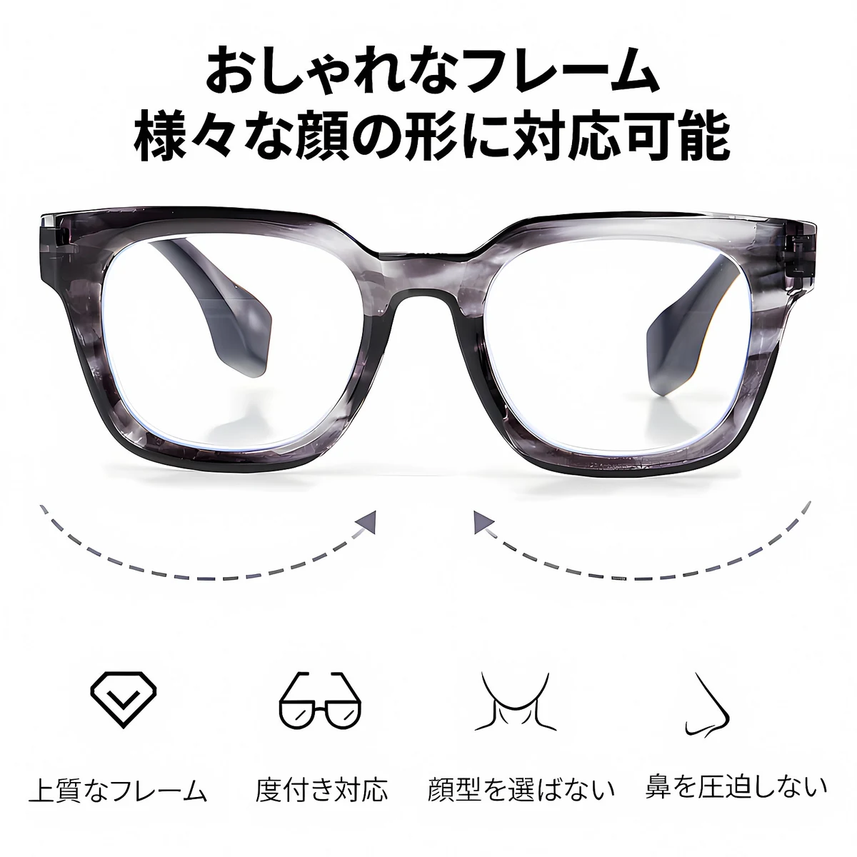 ETERLENS | 小顔効果・超軽量TR | 水墨画風ビッグフレーム | 快適な見え心地 | おしゃれ 老眼鏡 - 商品画像 6/15 (Wellington BlueGuard)