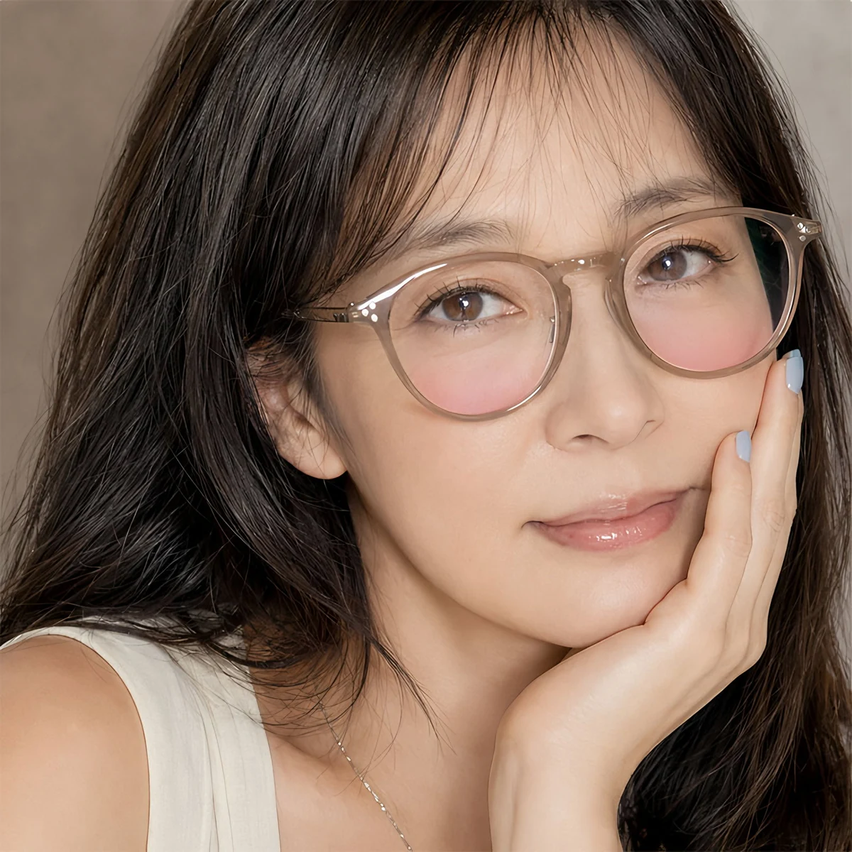 【顔まわりをすっきり見せる印象・すっぴん隠し】Eterlens ライトピンクビッグフレーム伊達メガネ | 超軽量TR素材 | 華やかな血色感カラー | ブルーライトカット・お洒落・度なし伊達眼鏡