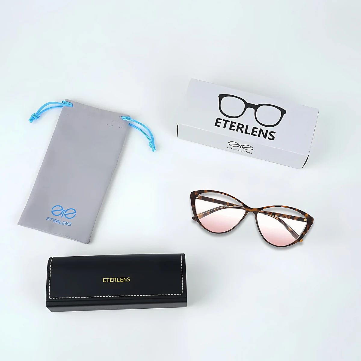 【小顔見え・ライトピンクレンズ】Eterlens おしゃれなキャットアイ型 | 9.5g超軽量ブルーライトカットメガネ │ガーリースタイル | 血色感アップ 度付き対応