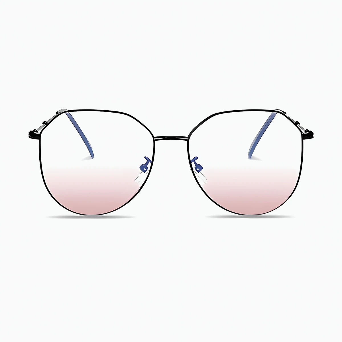 【血色感UP・すっぴん隠し】Eterlens 18g 血色感アップメガネ 度付き おしゃれ 多角形 | ライトピンクレンズ+合金フレーム | 肌映え・大人可愛い - 商品画像 9/11 (Round RxReady)