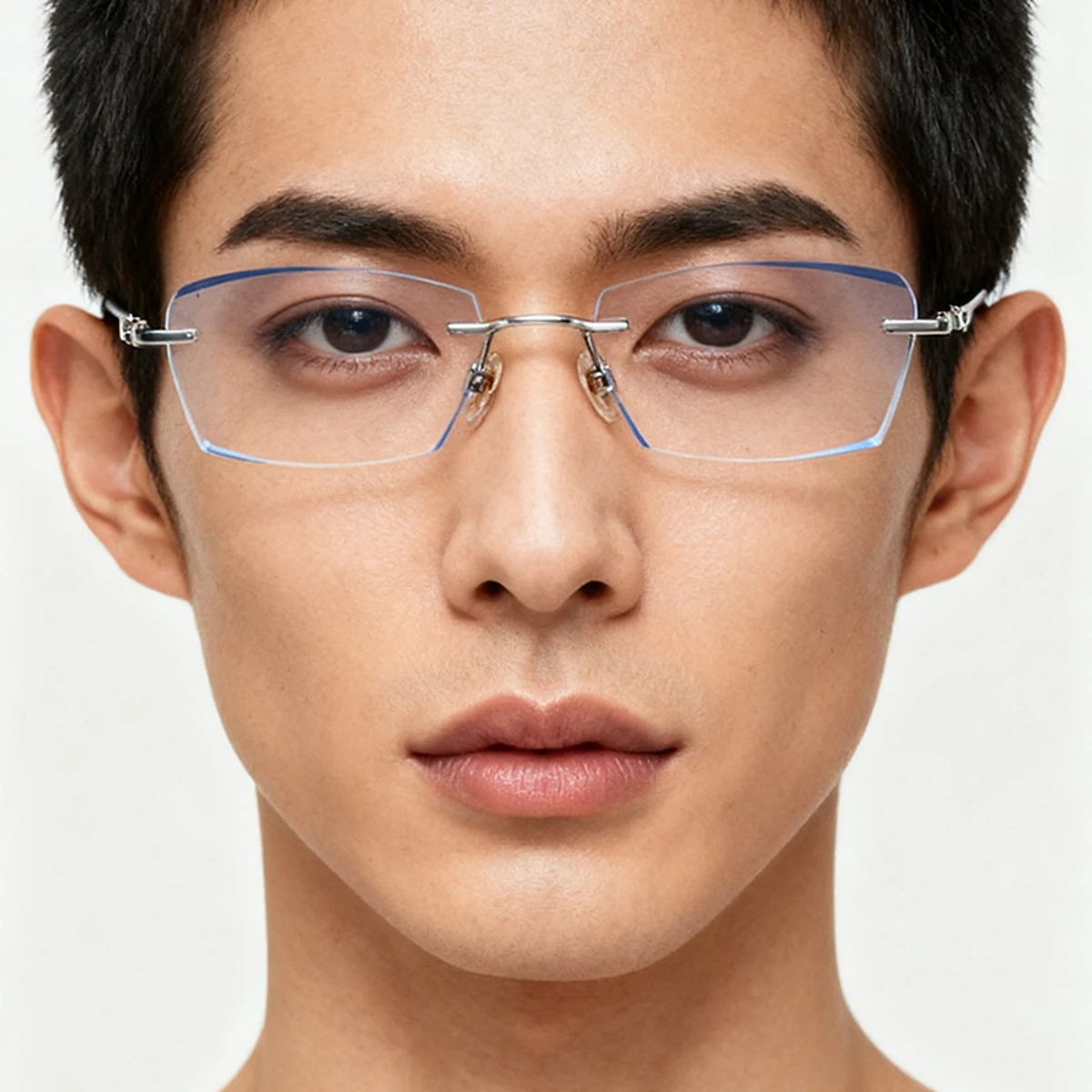 ダイヤモンドカットブルーレンズリムレス老眼鏡｜ブルーライトカット｜ビジネス風 | Rimless BlueGuard - 商品画像 7/8