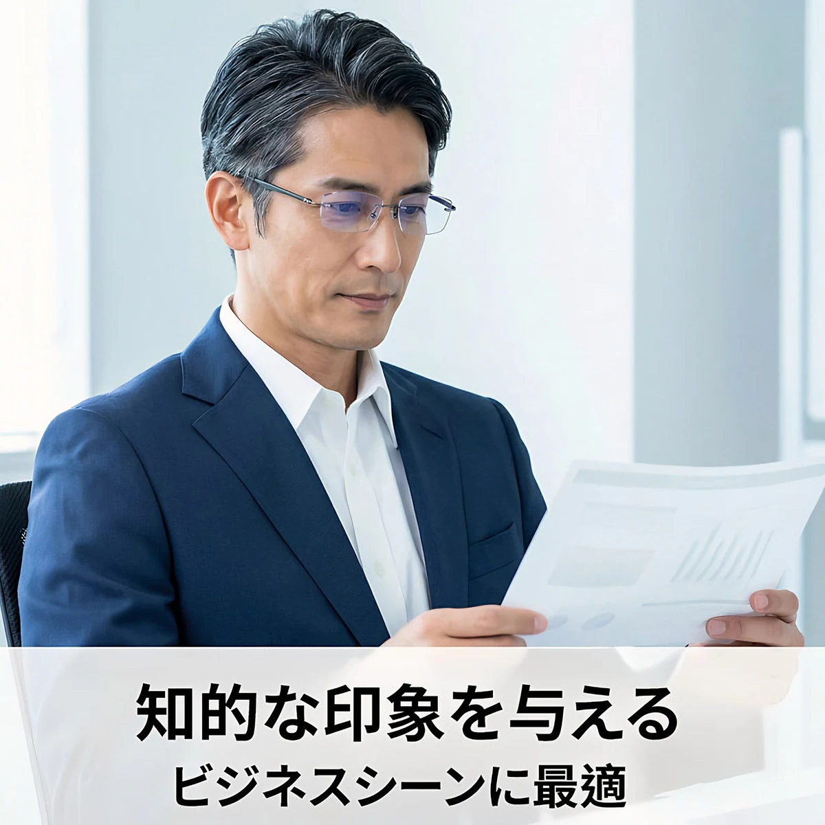 【黄金比スクエア・知的な印象】Eterlens 老眼鏡 メンズ | 縁なし | 超軽量メタル | ブルーライトカット・ビジネス・高品質シニアグラス