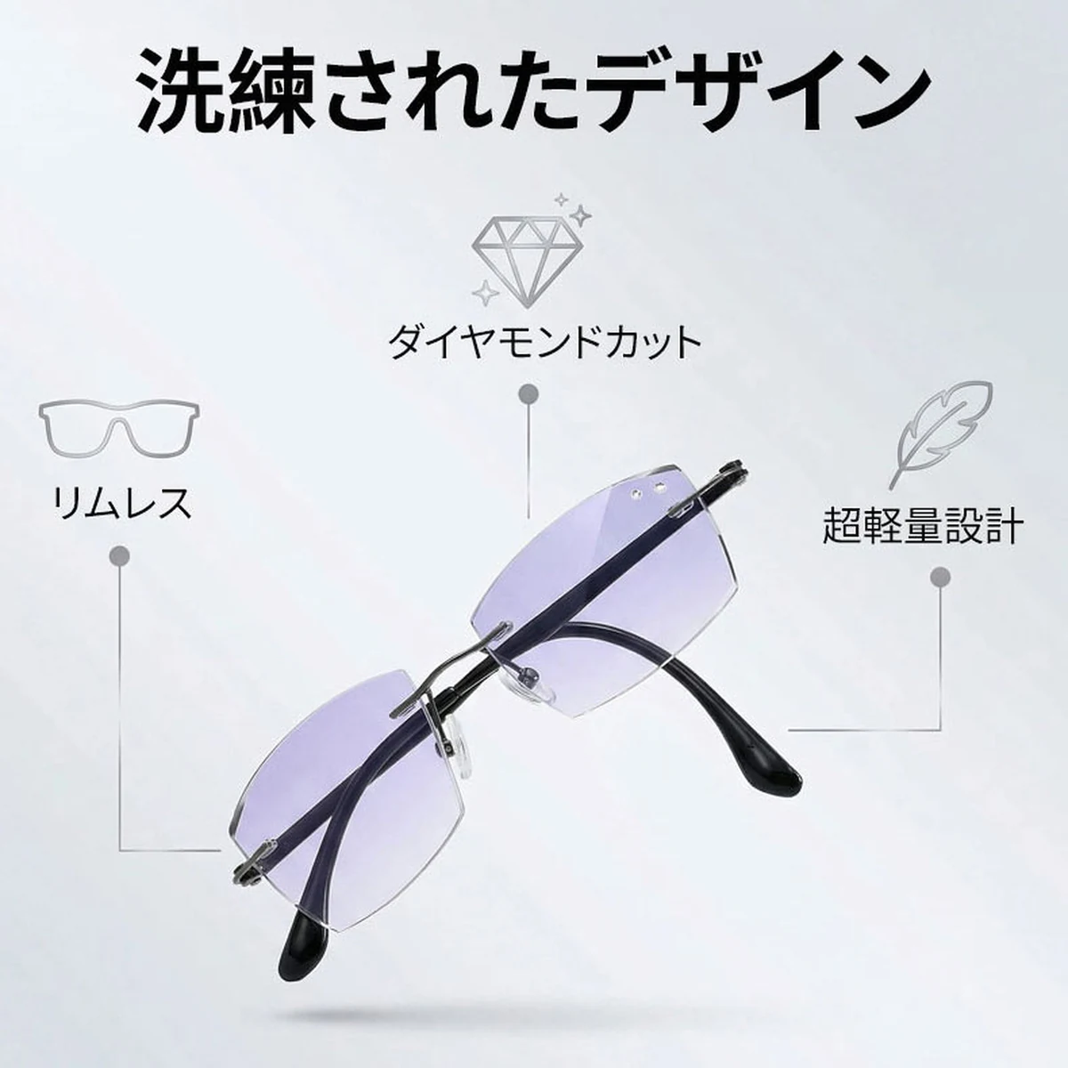【黄金比スクエア・知的な印象】Eterlens 老眼鏡 メンズ | 縁なし | 超軽量メタル | ブルーライトカット・ビジネス・高品質シニアグラス
