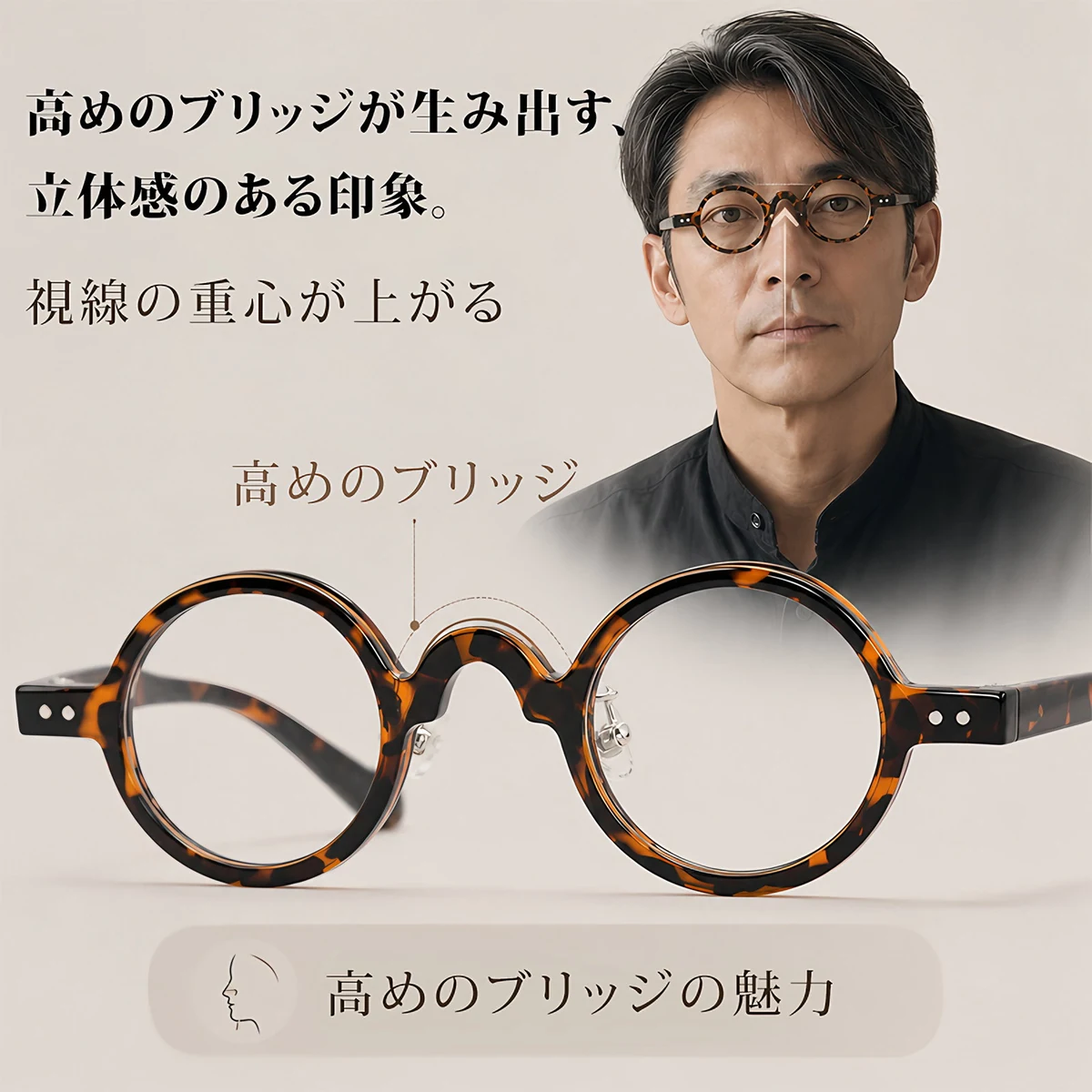【超軽量14.6g・時の円環】Eterlens | 柔軟TR素材・極小ラウンド【Fashion-Round】| 鼻が痛くならない | アーティストの品格 メガネ |ストリート・ファッション