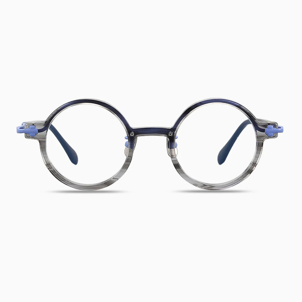 【個性的・異素材MIX】Eterlens  時の円環メガネ14.5g  度付き おしゃれ 丸メガネ | 純チタン+アセテート素材 | レトロ黒縁・男女兼用 - 商品画像 11/14 (Round RxReady)