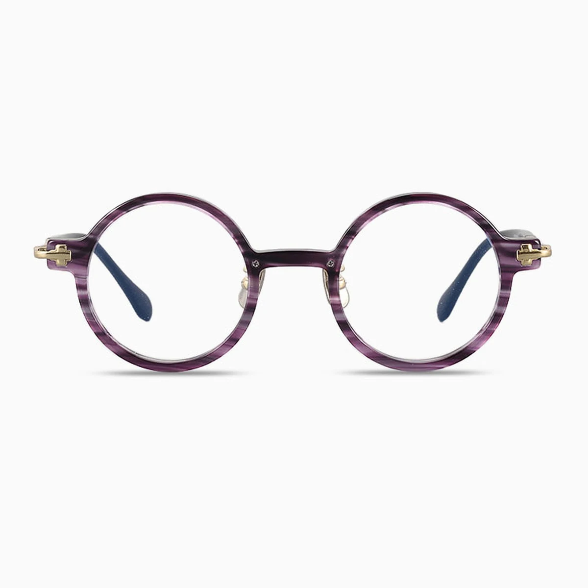 【個性的・異素材MIX】Eterlens  時の円環メガネ14.5g  度付き おしゃれ 丸メガネ | 純チタン+アセテート素材 | レトロ黒縁・男女兼用 - 商品画像 12/14 (Round RxReady)