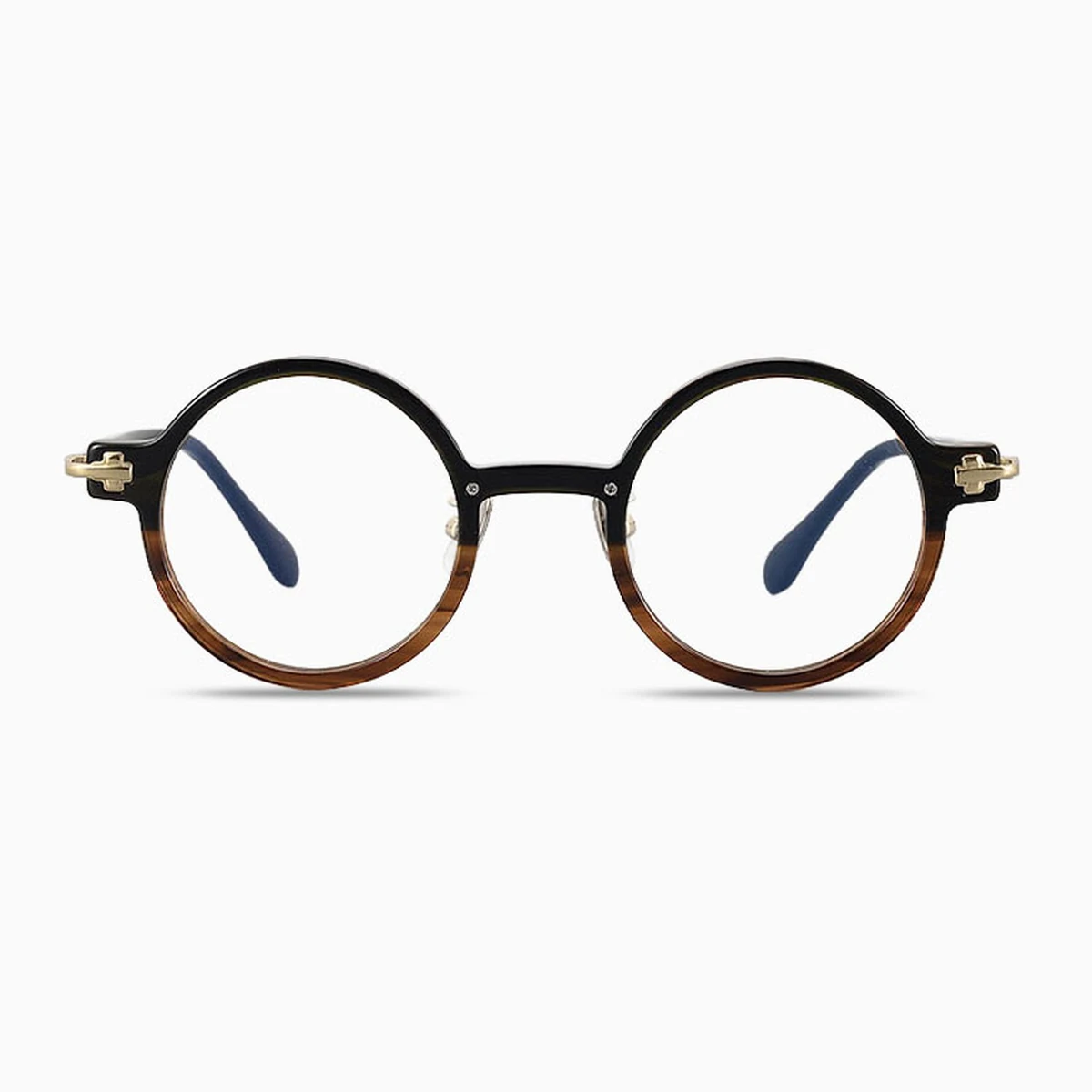 【個性的・異素材MIX】Eterlens  時の円環メガネ14.5g  度付き おしゃれ 丸メガネ | 純チタン+アセテート素材 | レトロ黒縁・男女兼用 - 商品画像 14/14 (Round RxReady)
