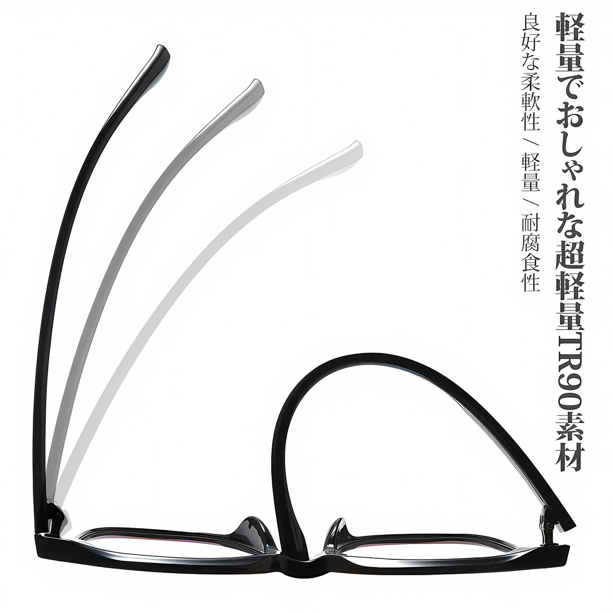【小顔効果・15.3g超軽量】Eterlens 知性の窓シリーズ 老眼鏡 おしゃれ | 高弾性TR90超軽量素材 | 洗練されたビッグスクエア型・度付き対応メガネ - 商品画像 6/14 (Wellington RxReady)