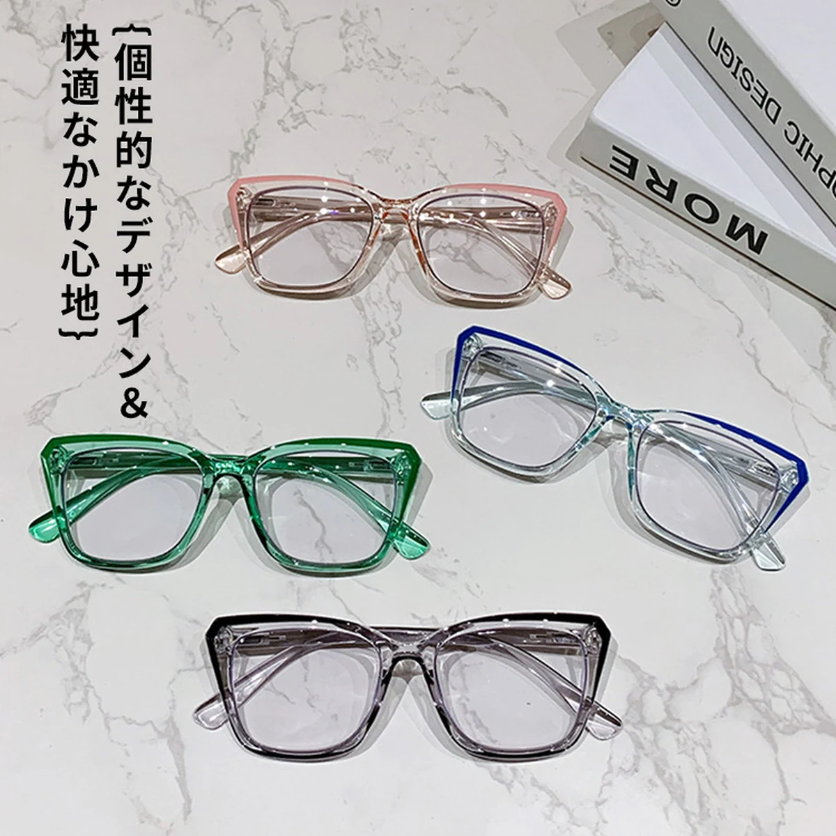 【顔まわりをすっきり見せる印象・遠近両用】Eterlens 老眼鏡 おしゃれ キャットアイ | 調光レンズ 室内外兼用 | 累進多焦点・ブルーライトカット・レディース - 商品画像 6/14 (CatEye Progressive)