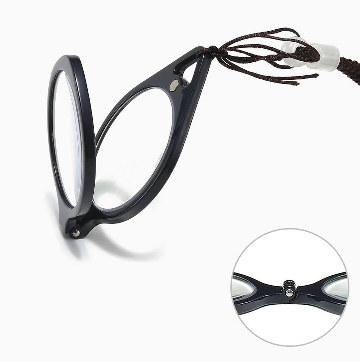 【磁石でカチッと・首掛けタイプ】 ETERLENS マグネット式リーディンググラス | 首掛けタイプ老眼鏡 | 紛失防止・置き忘れなし | 長さ調節可能 - 商品画像 5/11 (Round FoldLite)