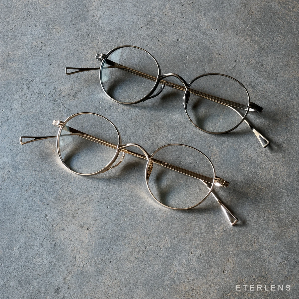 Eterlens KL 時の円環コレクション『刻』｜8.8g 超軽量のチタン製レトロラウンドメガネ｜度付き可能｜匠の技が光る一本