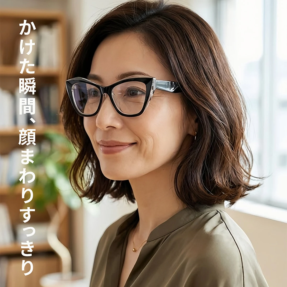 【小顔効果・やわらかな華やかさ】Eterlens 老眼鏡 おしゃれ キャットアイ 幾何学メガネ | TR超軽量フレーム | ブルーライトカット・レディース - 商品画像 3/10 (CatEye BlueGuard)