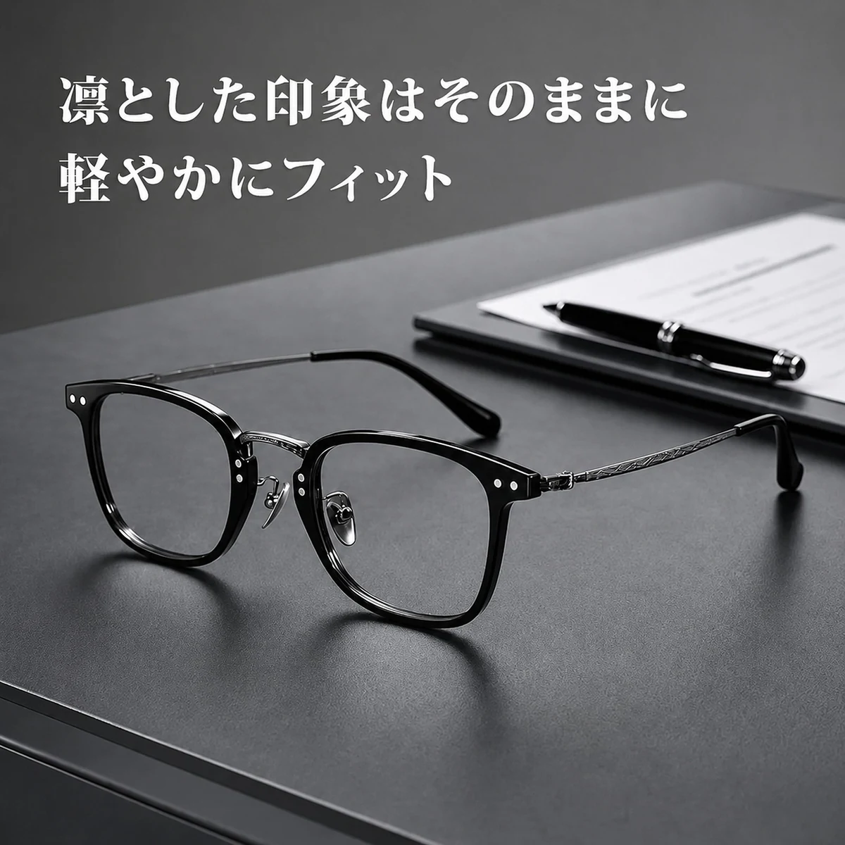 【知的でシャープ・小顔効果】Eterlens スクエアメガネ| TR+チタン|   13.9g超軽量フレーム | 度付き対応・ブルーライトカット