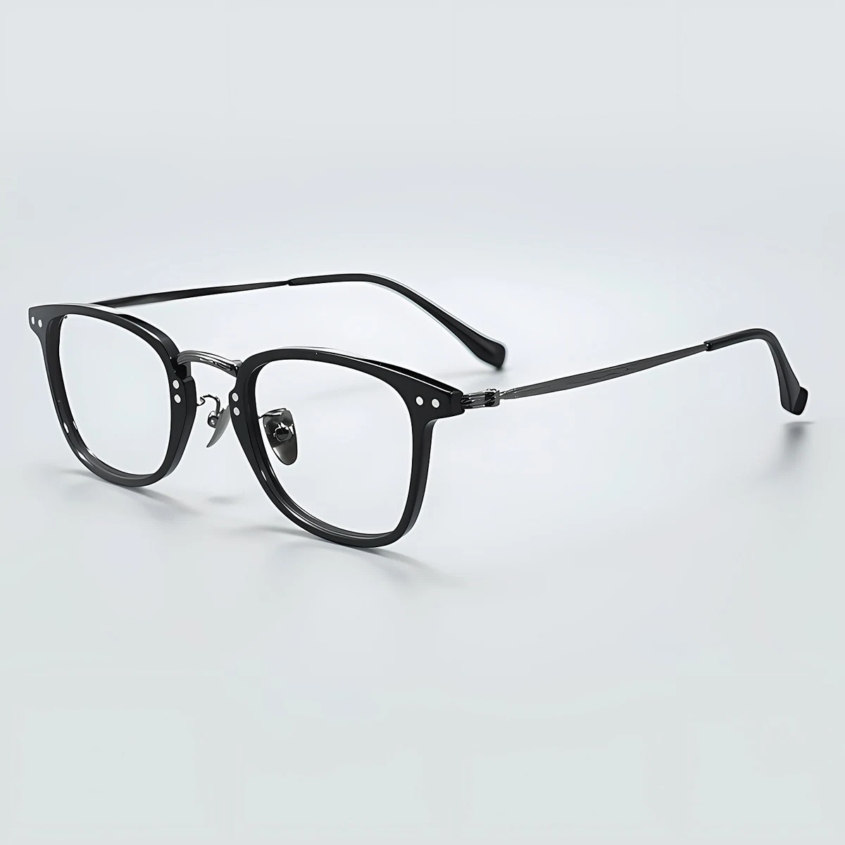 【知的でシャープ・小顔効果】Eterlens スクエアメガネ| TR+チタン|   13.9g超軽量フレーム | 度付き対応・ブルーライトカット・男女兼用 - 商品画像 9/10 (Round RxReady)