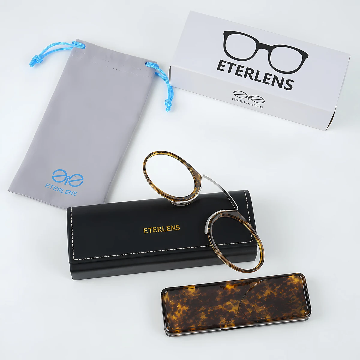期間限定【1点買うともう1点無料】【財布サイズ・耳を圧迫しない】Eterlens | TR90製ノーズクリップ【Pocket-Air】| テンプルレス| 極薄型デザイン | 携帯性No.1、鼻に挟むだけ | 老眼鏡・リーディンググラス | どこでも読書を楽しむ