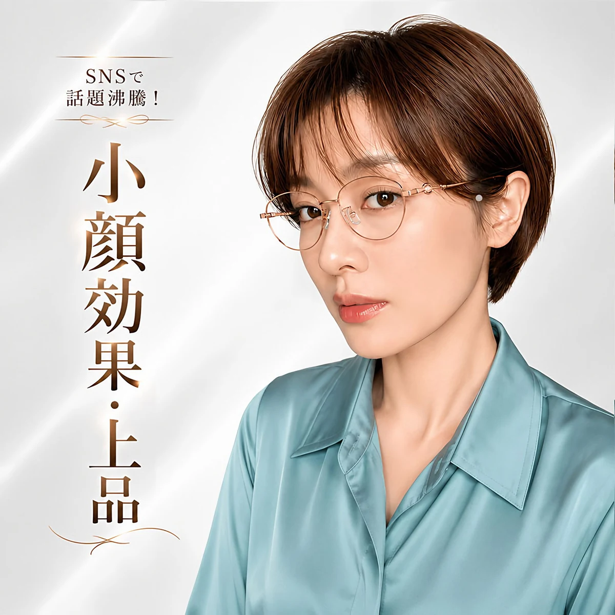 【柔らかな美しさ・横顔に映える】Eterlens | パール調・細身メタル | 13.9g | 小顔効果・上品 | 度付きメガネ | 甘辛ミックス・大人フェミニン