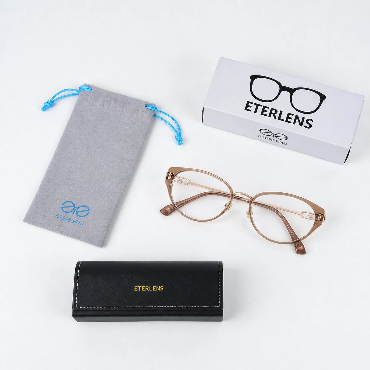 【小顔効果・高級感溢れる】Eterlens フォックス型メガネ | 14.4g超軽量TR+合金フレーム | 度付き対応・ブルーライトカット・レディース
