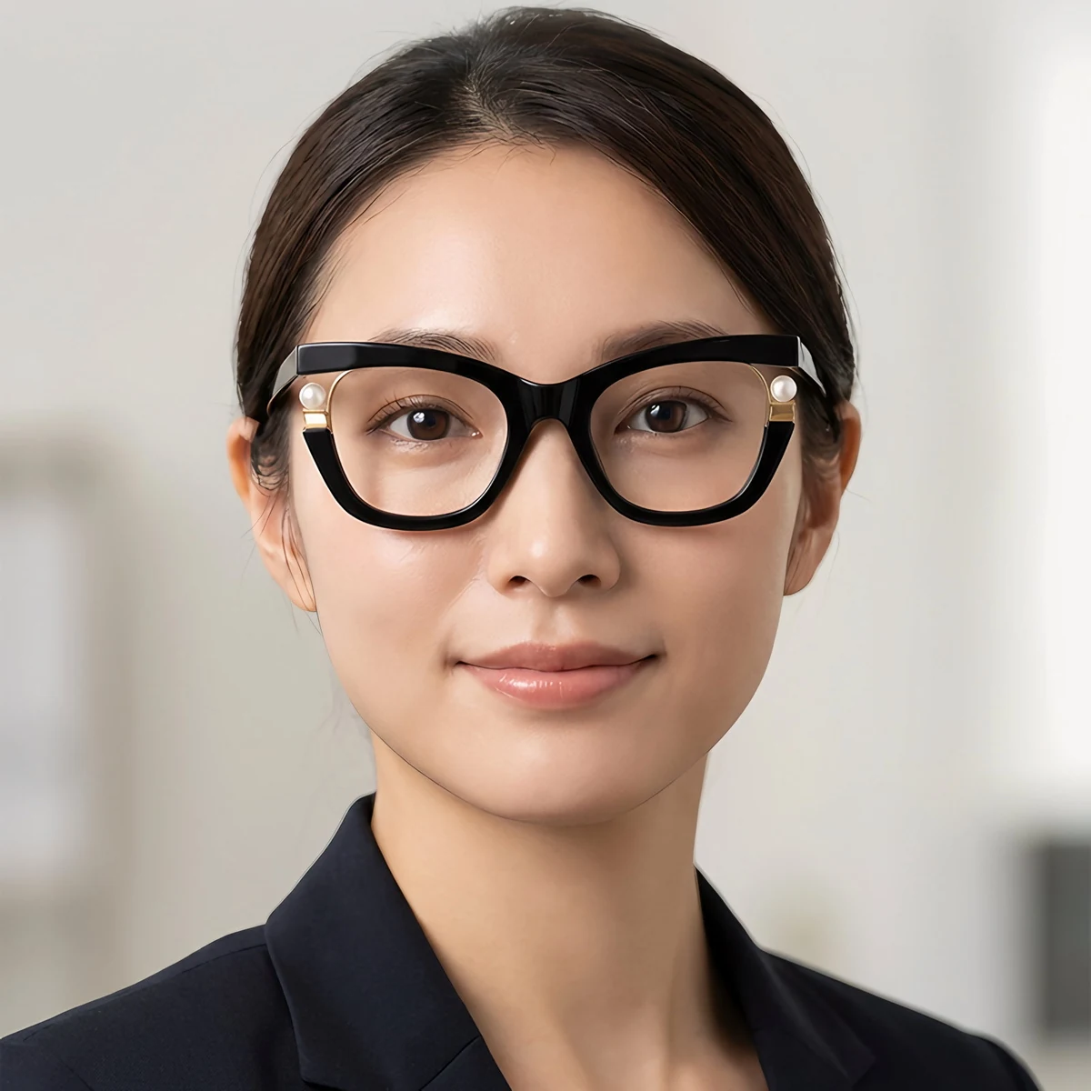 【パール装飾・バタフライ】Eterlens メガネ 度付き おしゃれ 個性的 | フォックス型・フォックス型 | 小顔効果・大きめフレーム | 華やか・パーティー・レディース