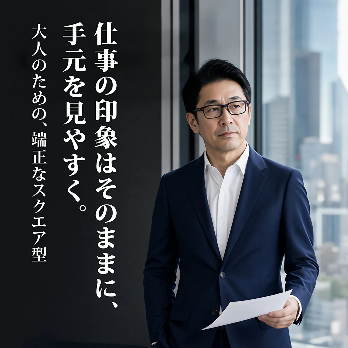 【小顔効果・上質感漂う】Eterlens オーダーメイド スクエアメガネ｜TR素材・軽量フルリム｜働く日常にも馴染む・ユニセックス