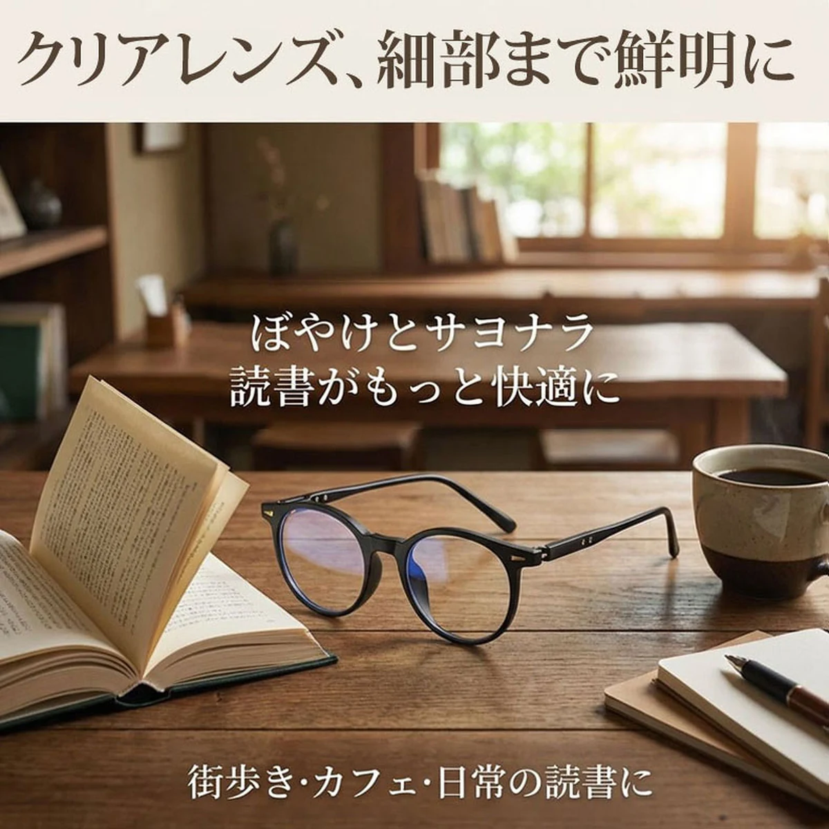 Eterlens｜ボストン調光老眼鏡 【自動調光 × 屋内外これ1本で対応】Eterlens｜大人ボストン型老眼鏡｜ 光に合わせて自動調光、1日中掛け替え不要｜キーホールブリッジ × ヒョウ柄フレーム