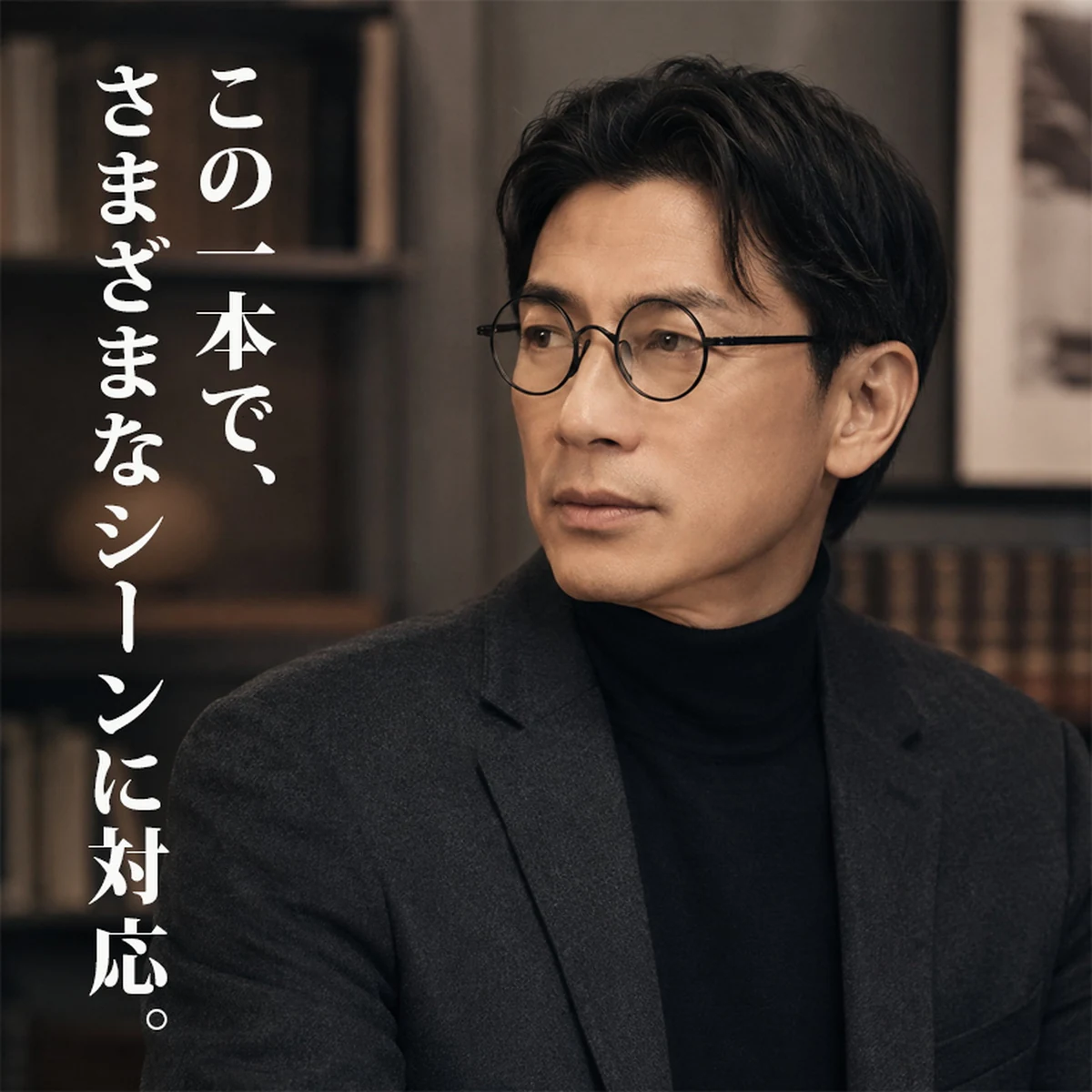 [ブラック]Eterlens KL 時の円環コレクション『刻』｜8.8g 超軽量のチタン製レトロラウンドメガネ｜度付き可能｜匠の技が光る一本