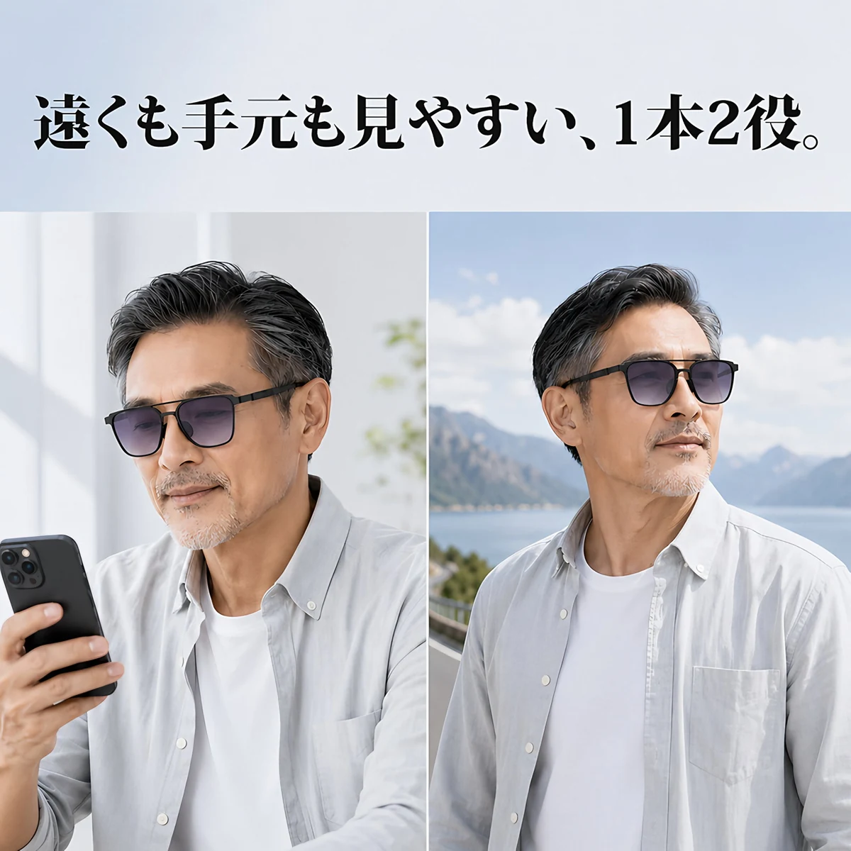【UVカット】Eterlens｜おしゃれな二重焦点偏光老眼鏡｜ムレにくく快適
