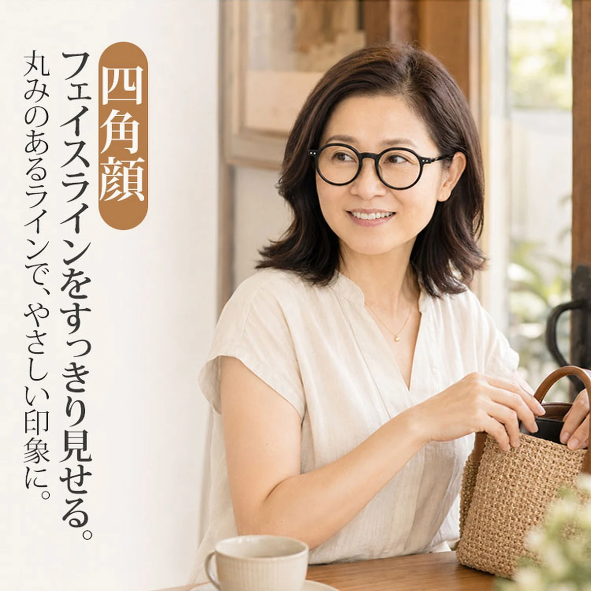 【自然に印象アップ】Eterlens｜超軽量ボストンシェイプメガネ │顔まわりをすっきり見せ、若々しい印象に