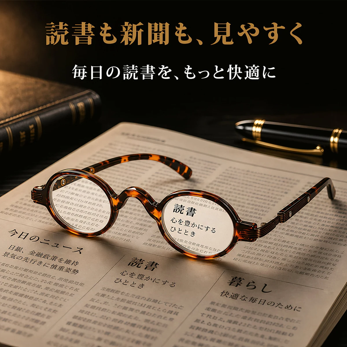 【ヴィンテージ風・オーバル型】Eterlens｜レトロなオーバルフレーム｜21g軽量PC素材｜ブルーライトカット老眼鏡｜書道や読書におすすめ│落ち着いた印象を演出