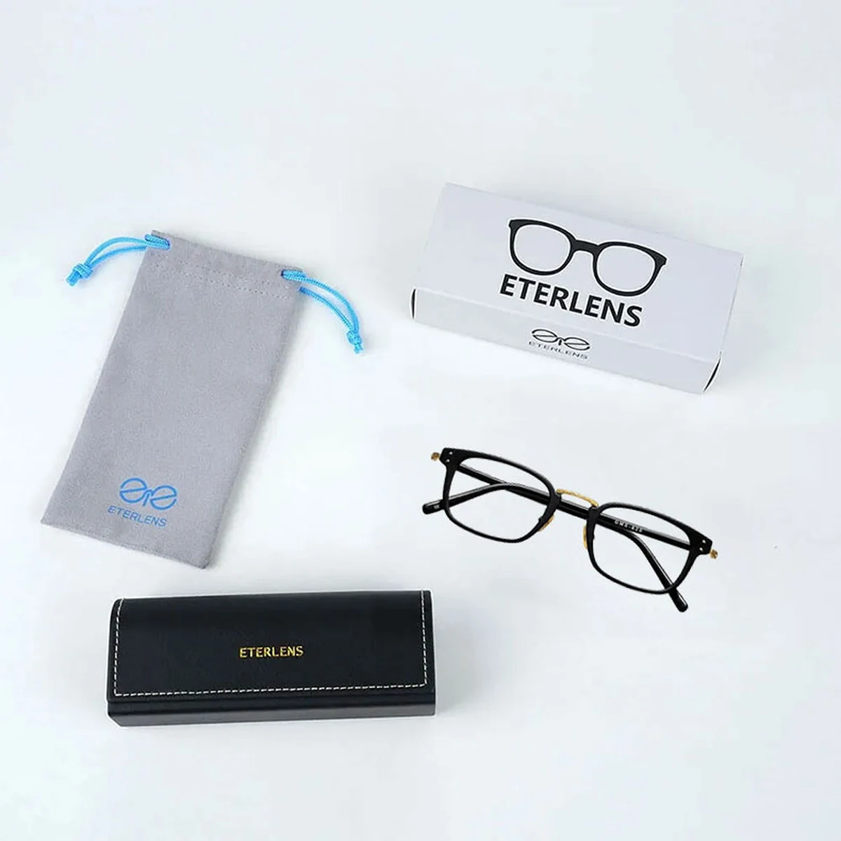 【若々しい印象】Eterlens ビジネス風設計｜12g超軽量｜締めつけにくい｜上質なチタン製ウェリントンメガネ